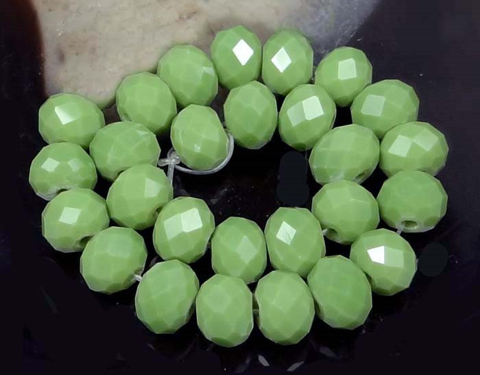 25 Opaque Olive Green Glass Faceted Rondelle Beads 8mm