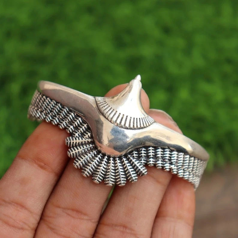 Eagle 925 Sterling Silver Handmade Jewelry Cuff Bracelet Adjustable”