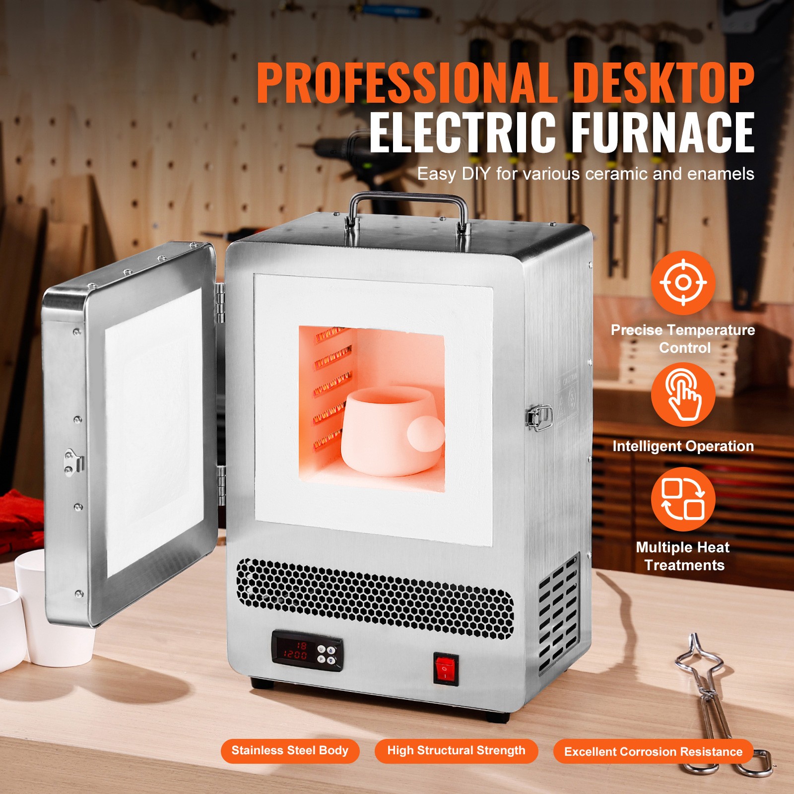 Uimoso Tabletop Electric Kiln 1500W 2192℉ for Wax, Casting, and Clay Projects