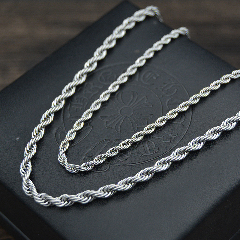 5pcs/lot 2.4/3/4mm Stainless Steel Twisted Rope Chain Necklace for Men Women