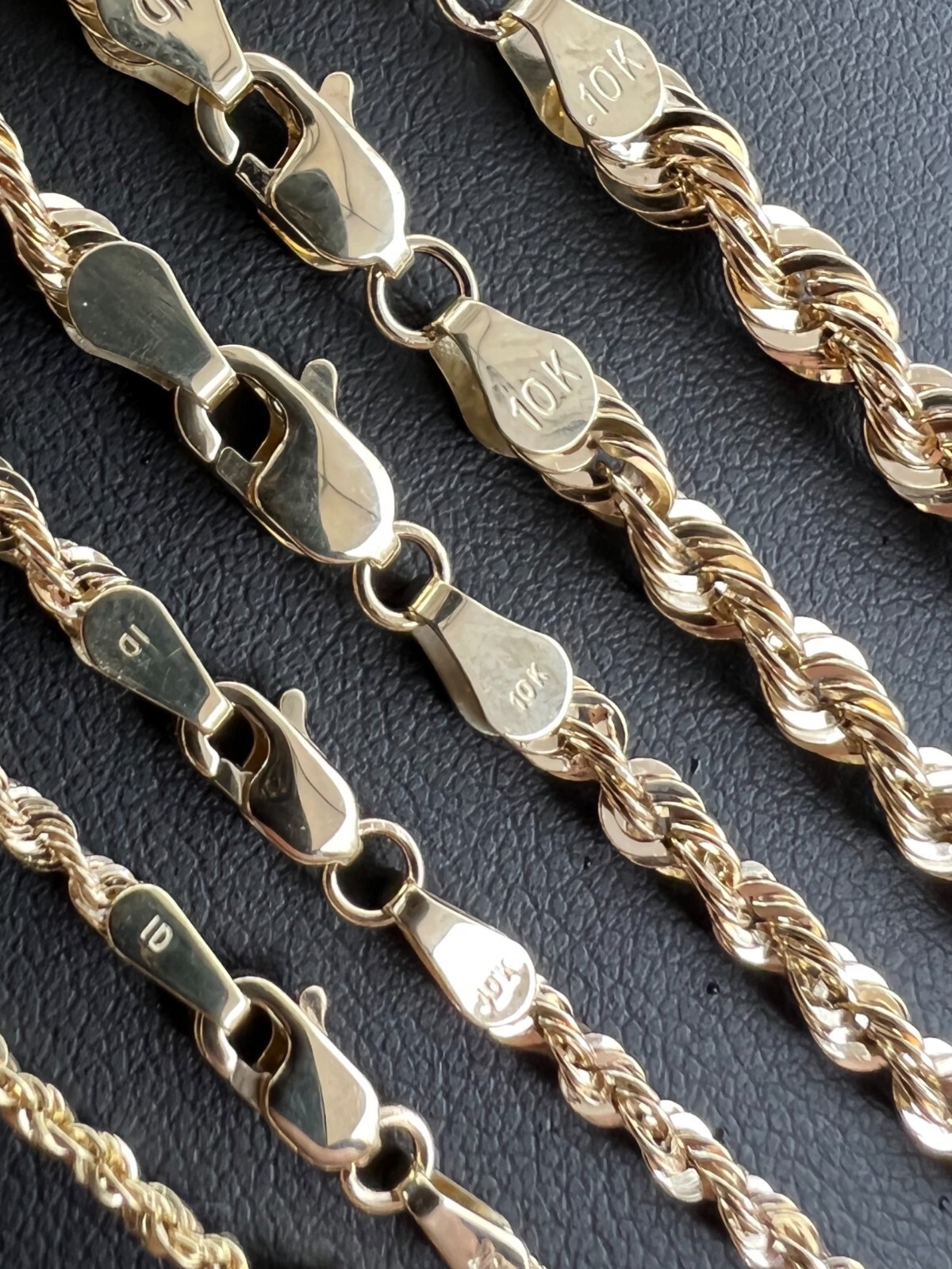 Men’s Women’s Real 10k Yellow Gold Hollow Rope Chain Necklace 1.5mm-4.5mm 16-30″