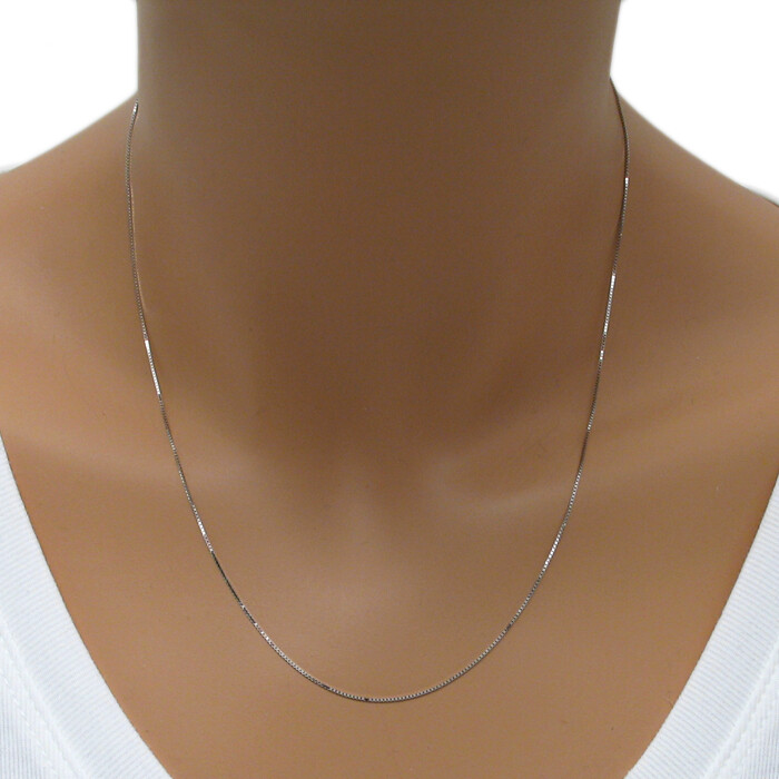 Guaranteed Genuine 10K White Gold Box Chain Necklace 0.6mm 16″-24″