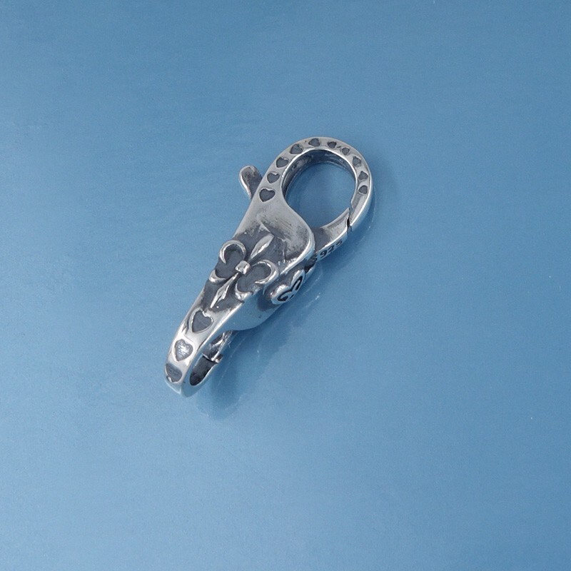 Sterling Silver Double Openings Lily Lobster Claw Clasp Connector #44066
