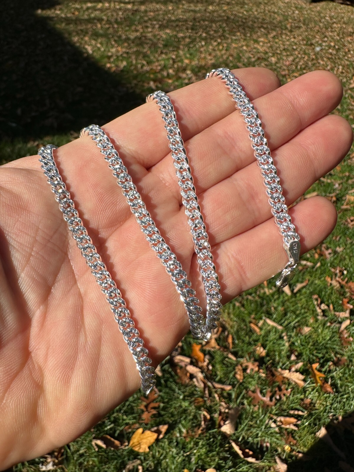 Miami Cuban Chain Diamond Cut Real 925 Sterling Silver Bracelet Necklace 3-7mm