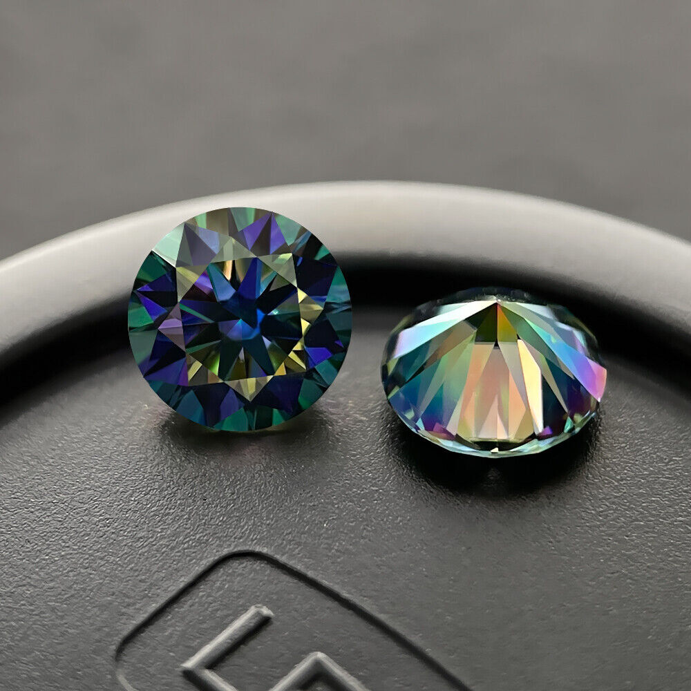 Colored Moissanite Real Gem Stone W. GRA Certificate VVS1 D Round Loose