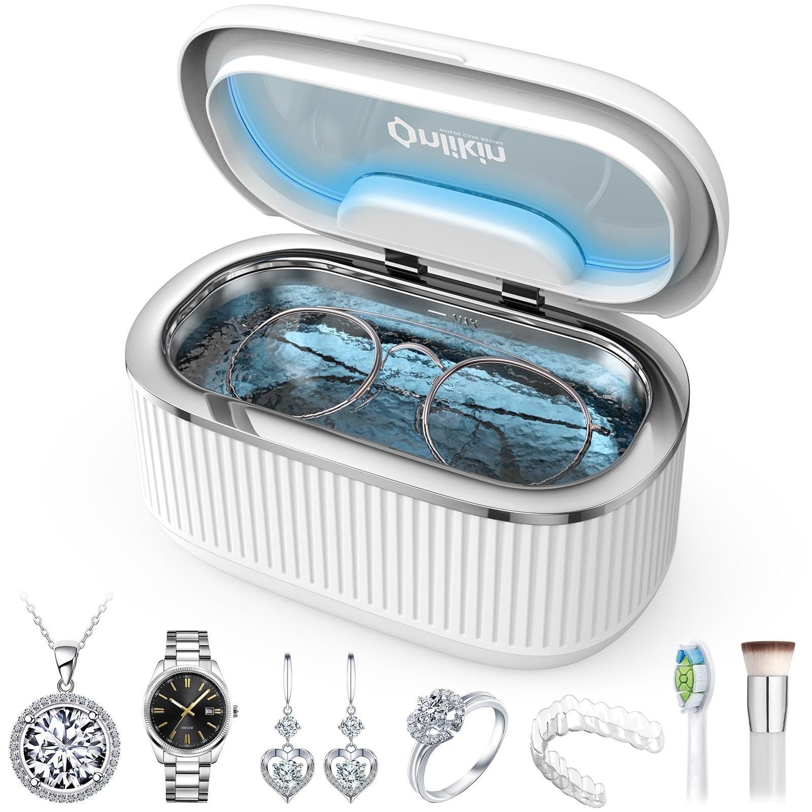 35W Ultrasonic Jewelry Cleaner – 45KHz Retainer & Eyeglasses Cleaner, 5 Timer, 3