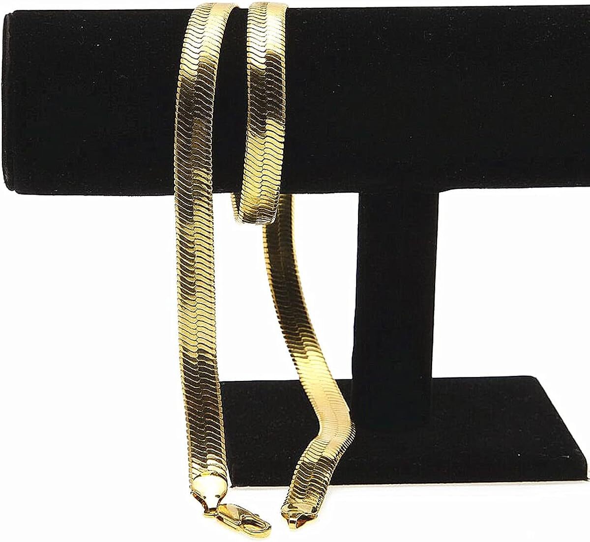 Gold Tone Clavicle Chain Flat Snake Bone Herringbone Choker Neck Necklace Chain
