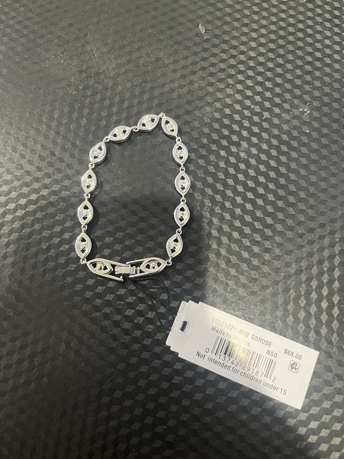 Givenchy Signed Silver Tone Pavé Crystal Rhinestone Link Bracelet Box Closure