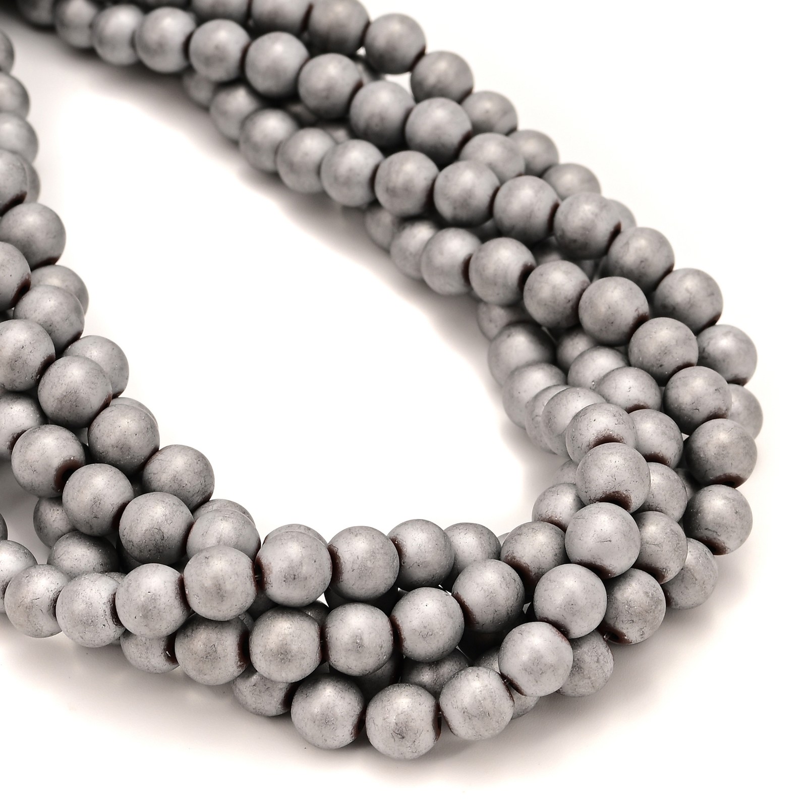 Silver Hematite Matte Round Beads 2mm 3mm 4mm 6mm 8mm 10mm 12mm 15.5″ Strand