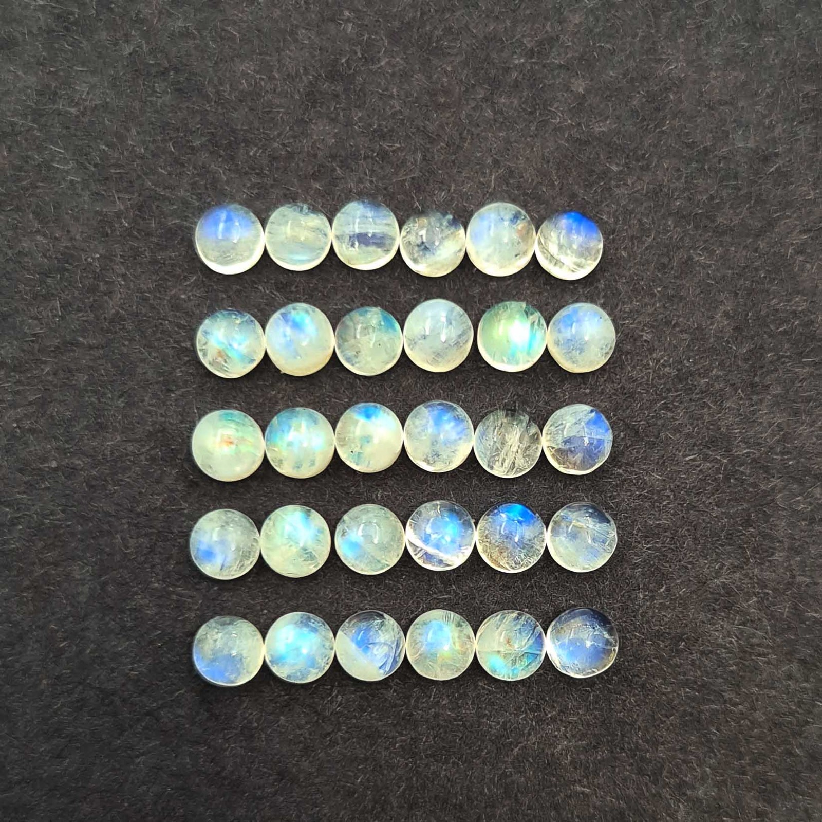 Natural Rainbow Moonstone Round Cabochon Loose Gemstone Lot 100 Pcs 4 MM