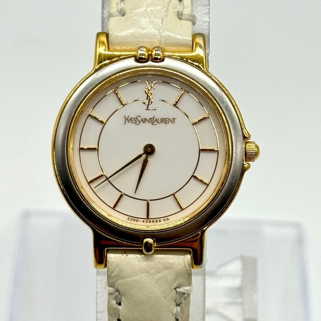 YSL Yves Saint Laurent Watch White Dial 2 Hands 2200 228481 Working