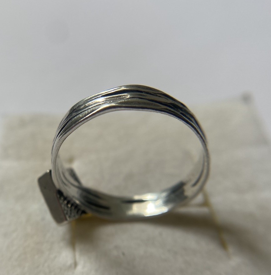Sterling Silver, Square Bezel Set Lab Opal, Ring By PZ Creations