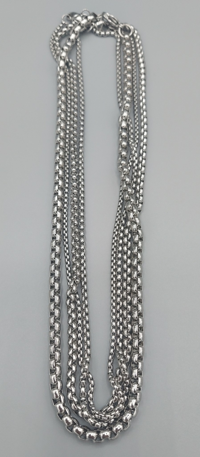 7-36″, 2/2.5/3/4/5/6 mm SMOOTH BOX ROPE STAINLESS STEEL SILVER CHAIN NECKLACE