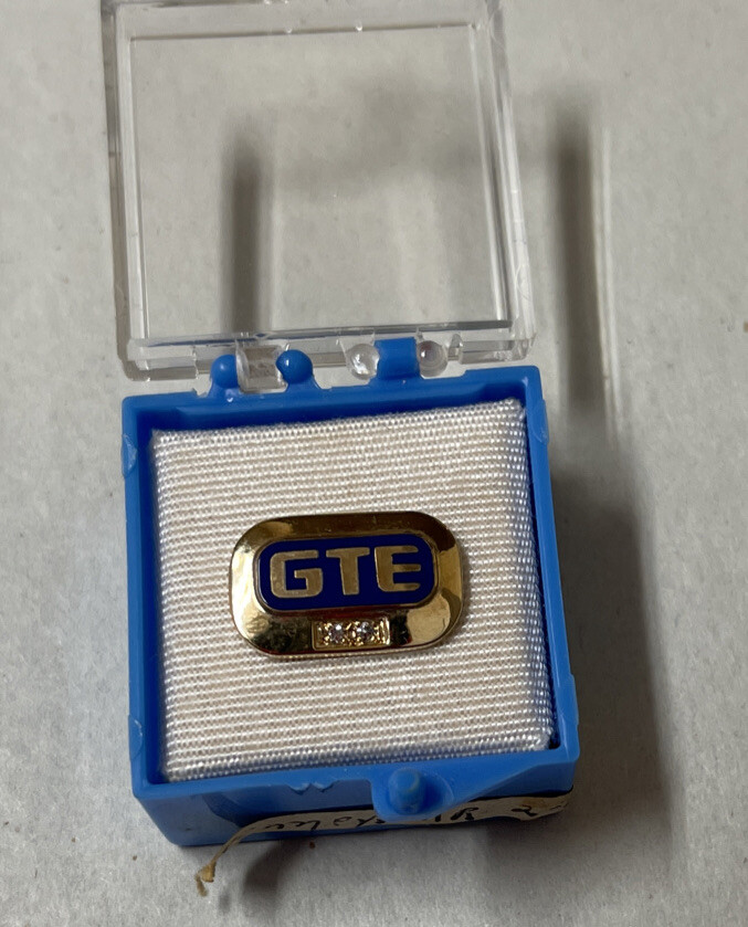 Vintage GTE 10K GF Emblem Tie Tac W/2 Diamond Chips