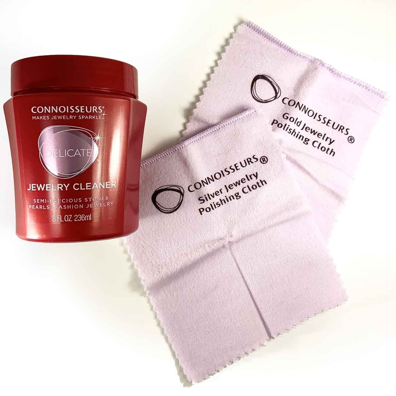 CONNOISSEURS All-Purpose Jewelry Cleaning Kit Tarnish Cleaner W/ Polishing Cloth