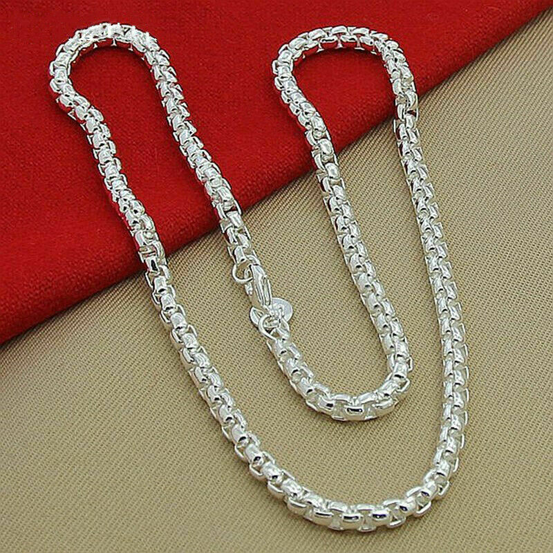 18″-24″ Mens Womens 925 Sterling Silver 4mm Smooth Round Box Link Chain Necklace
