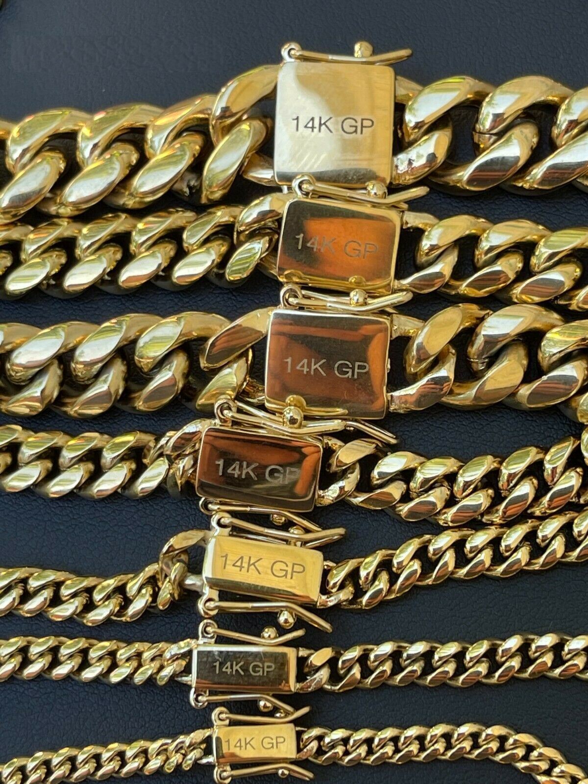 Miami Cuban Link Chain Necklace Bracelet 14k Gold Plated Stainless Steel 4-18mm