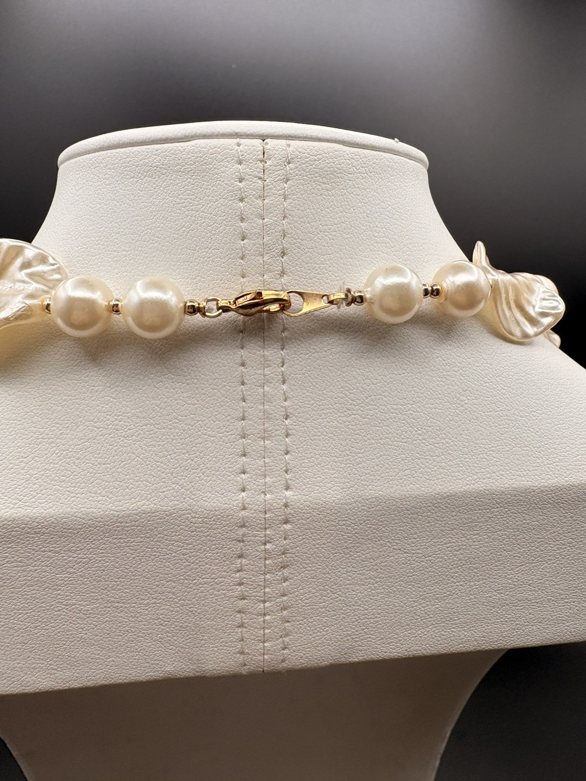Necklace and Clip on Earrings Set with Faux Pearls Very Light Weight