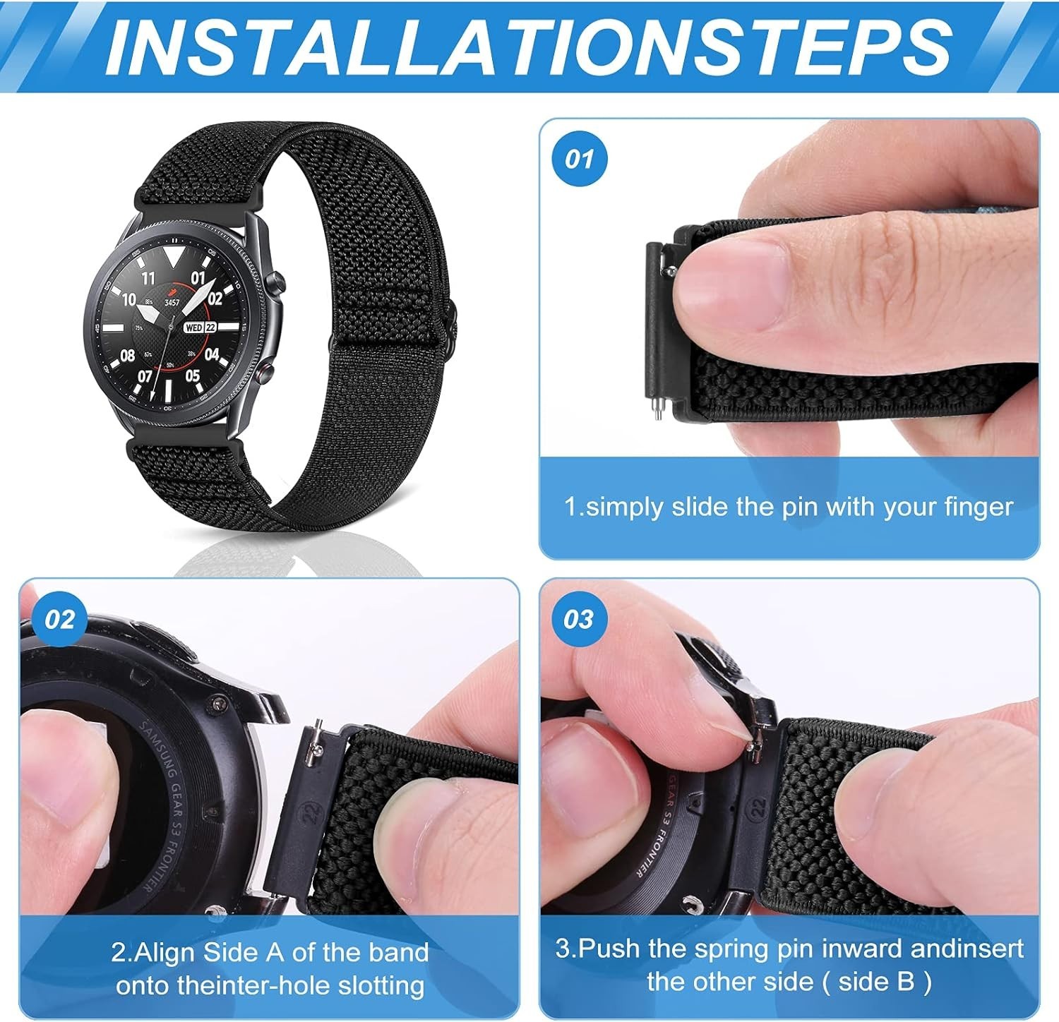 Compatible with 16mm 18mm 19mm 20mm 22mm 24mm Watch Bands Quick Release Repla…