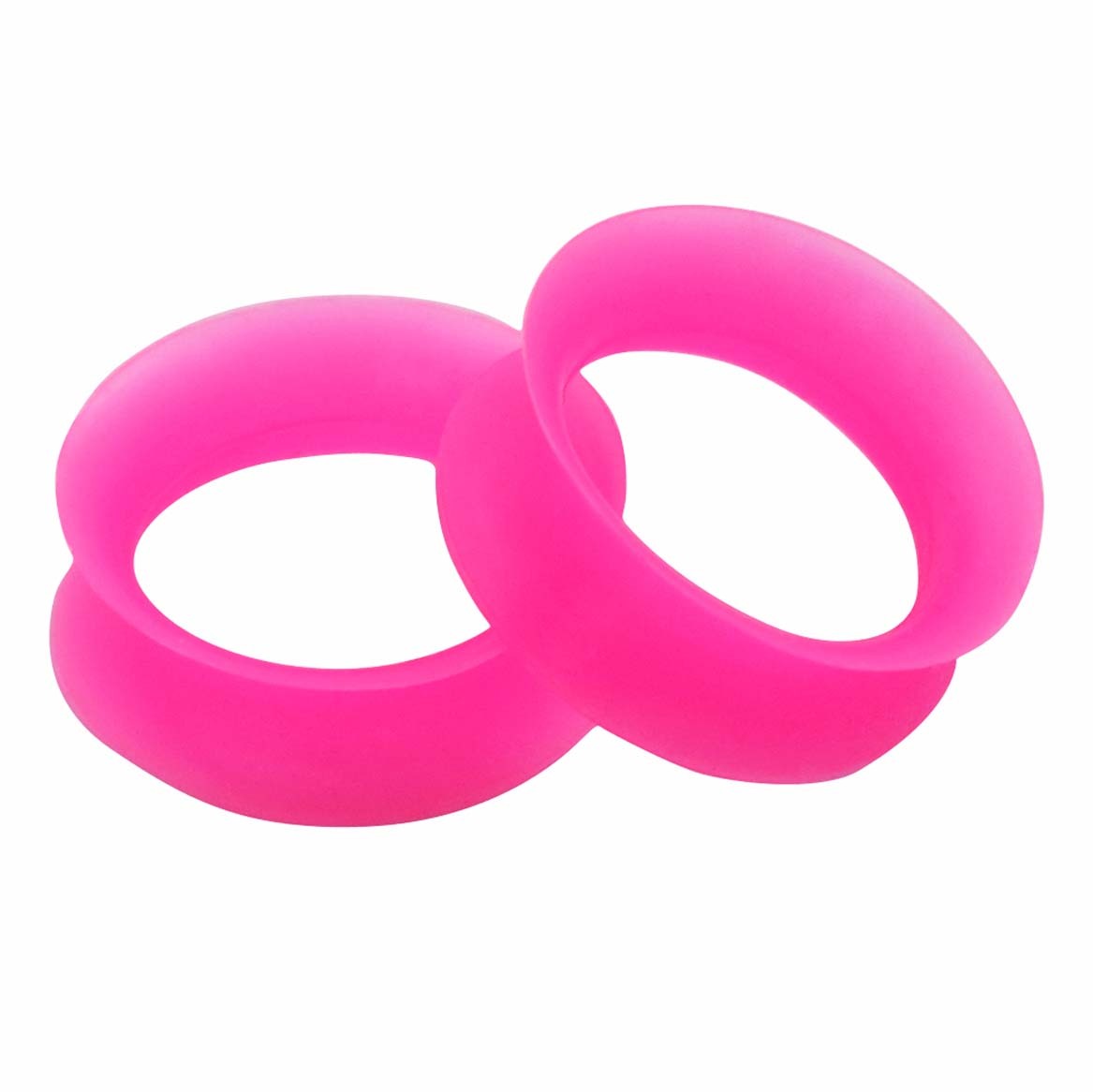 Pair Flexible Silicone Flesh Ear Tunnels Double Flat Flared Plugs Earlets Gauges