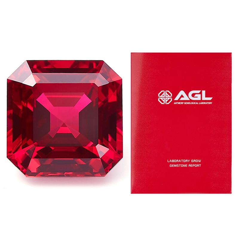 Hot Sale 0.5-10ct Asscher Cut Lab Grown Ruby Loose Gemstones for Jewelry Making