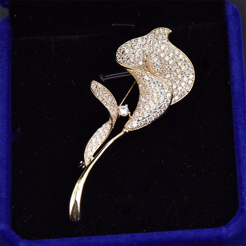 Women High-end Tulip Bouquet Brooch Lily Corsage Female Elegant Pin