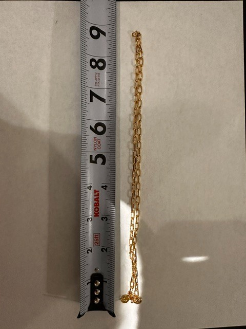 MAYAMAR 24kt gold plated paperclip necklace 16 inches in length