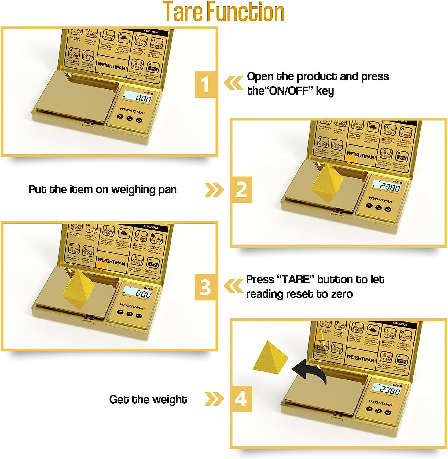 Digital Scale Gram, 200G/0.01G Pocket Scale Gold Titanium Plating, LCD Backlit D