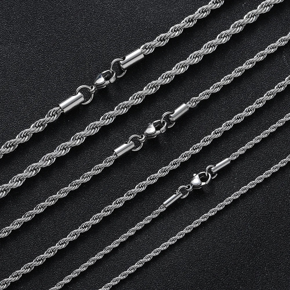 2/3/4/5/6 MM Rope Chain Necklaces For Men Women Twisted Sigapore Links Choker Ba