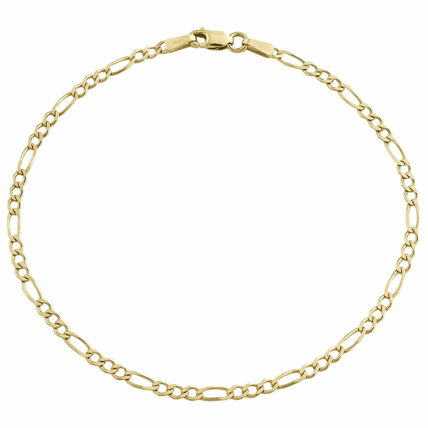 2MM Solid Italian 14K Yellow Gold Figaro Anklet Chain 10″ Italy