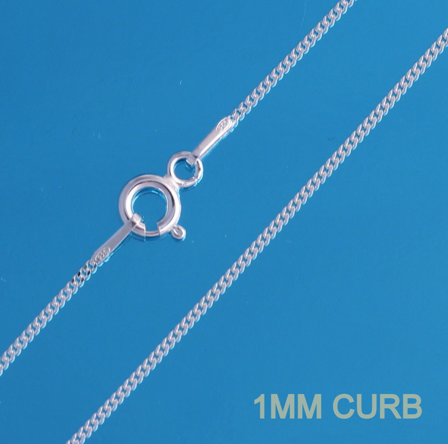 925 STERLING SILVER CHAIN NECKLACE CURB BALL BELCHER VARIOUS LENGTHS AVAILABLE