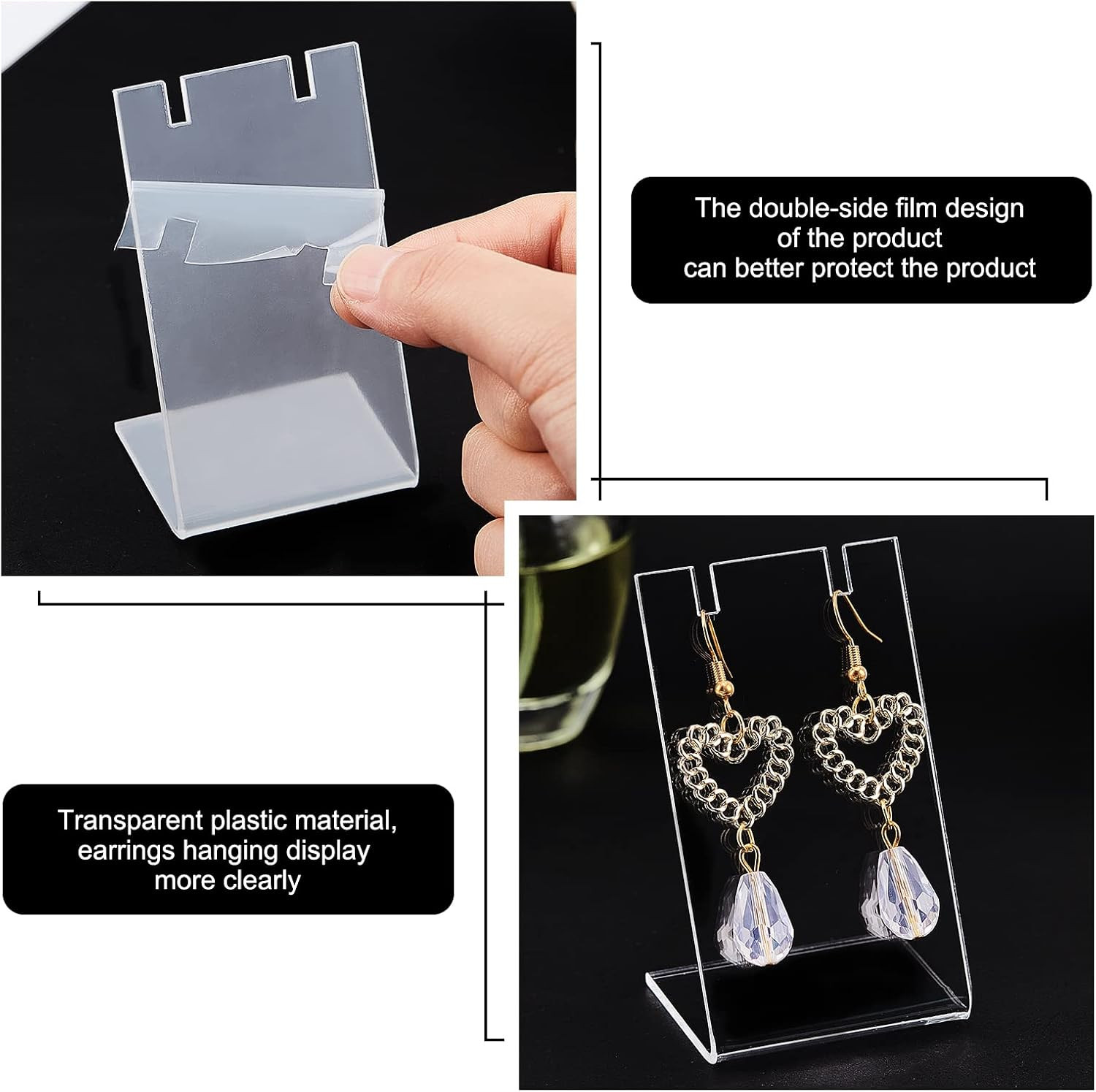 10Pcs Acrylic Earring Holder Single Pair L-Shape Jewelry Displays Stand Earring