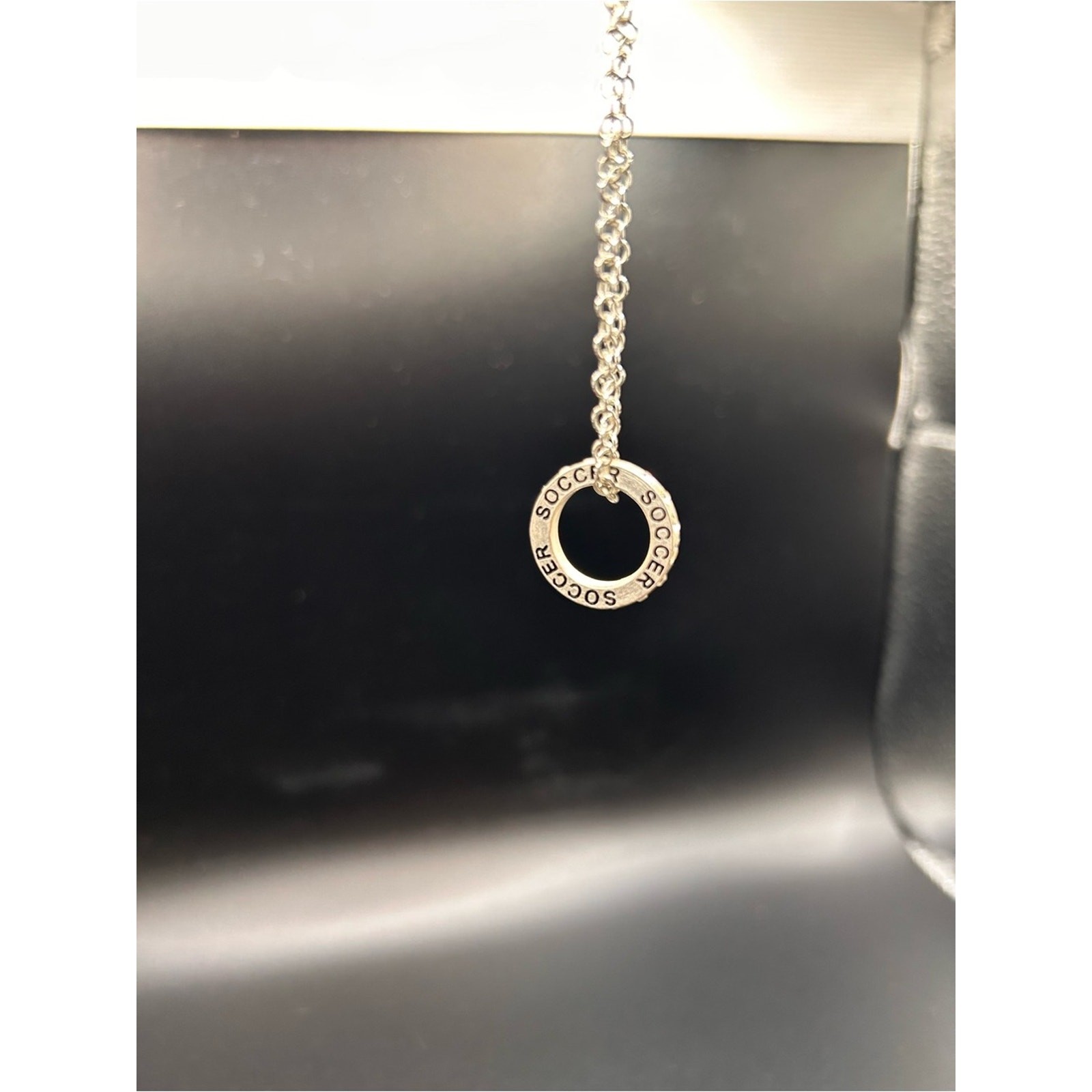 Silver-Tone Soccer Circle Pendant with Crystal Halo (pendant only)