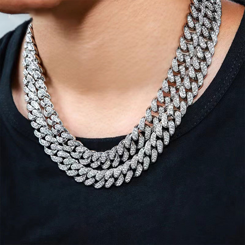12MM Gold Plated Iced CZ Out Cuban Chain Set Classic Cuban Link Chain/Necklace