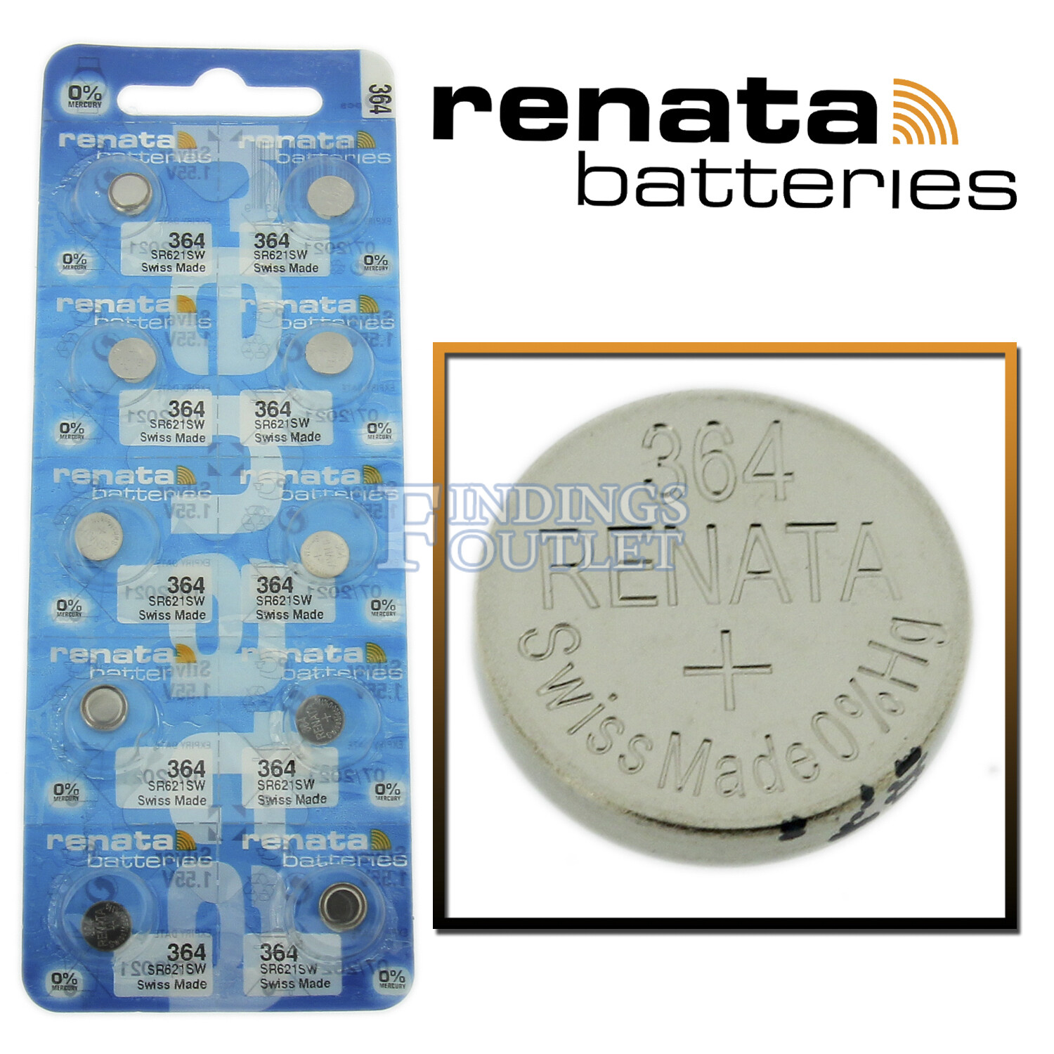 364 Renata Watch Battery SR621SW Swiss Made 0% Mercury Official Distributor