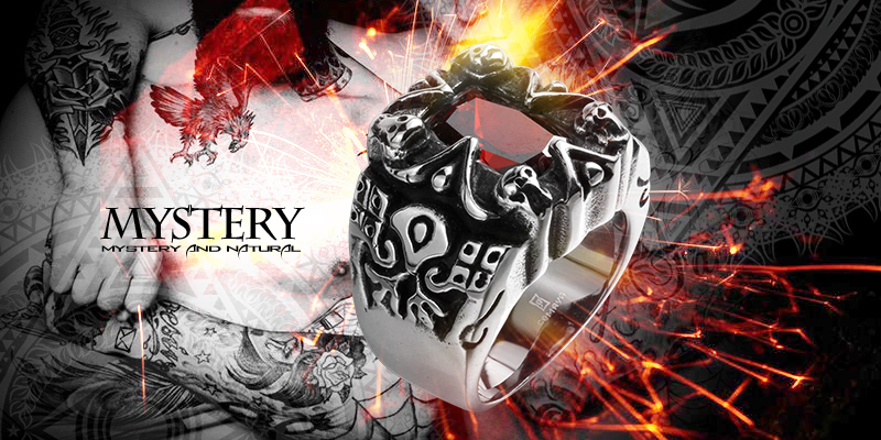 Stainless Steel Gothic Biker Tribal Ring Black Red Men’s UnIsex B202