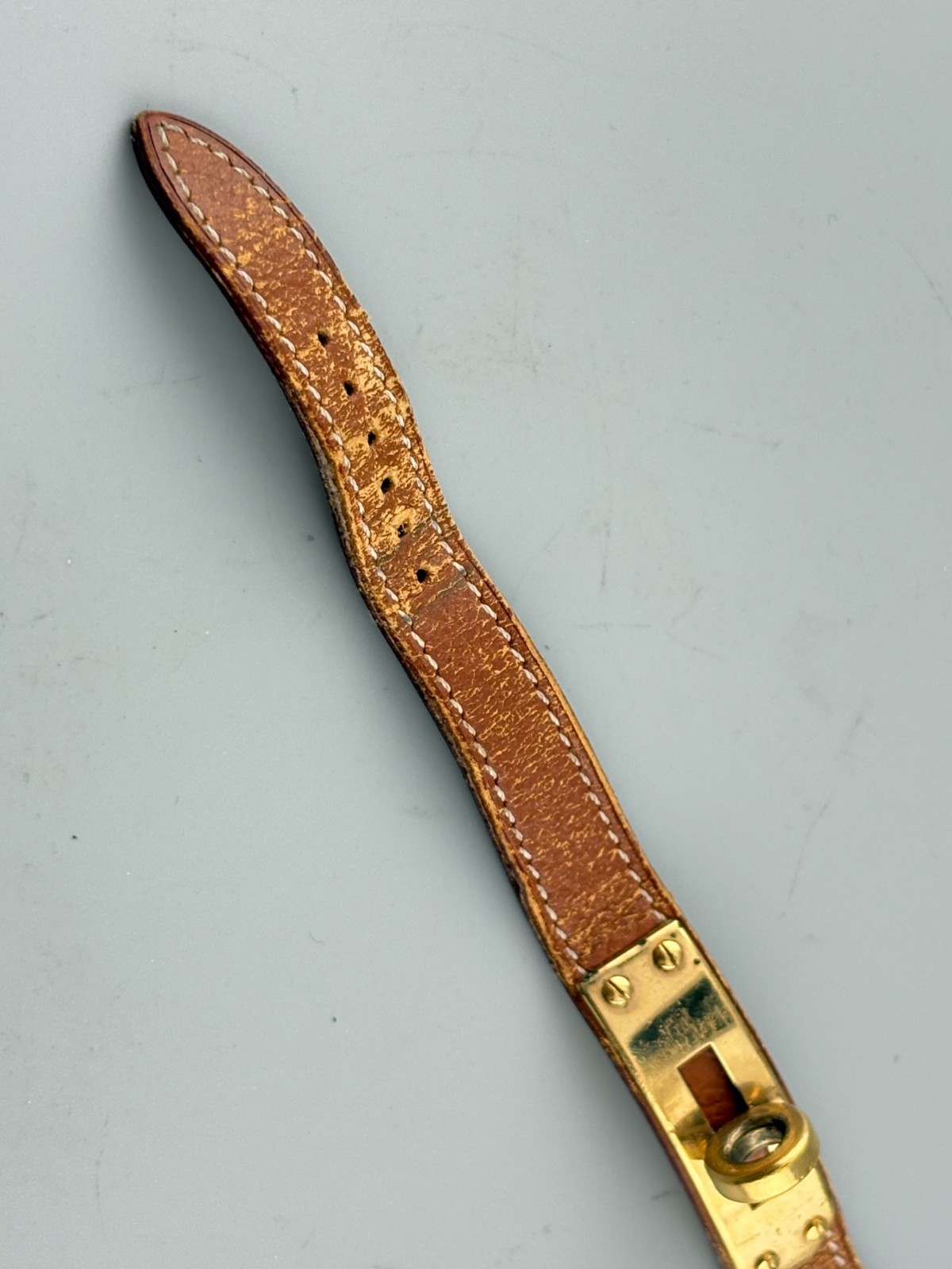 [Very Good] HERMES Kelly Gold Swiss Qz Women’s Padlock Watch Brown Belt