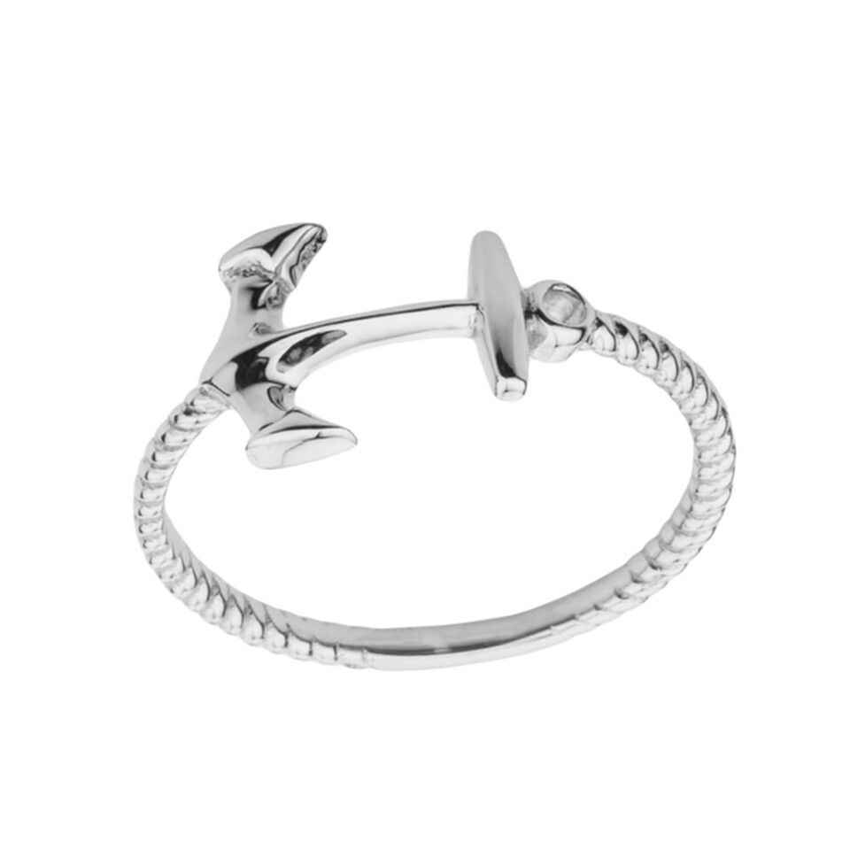 Dainty Sideways Anchor Rope Ring in Gold (Available in Yellow/Rose/White Gold)