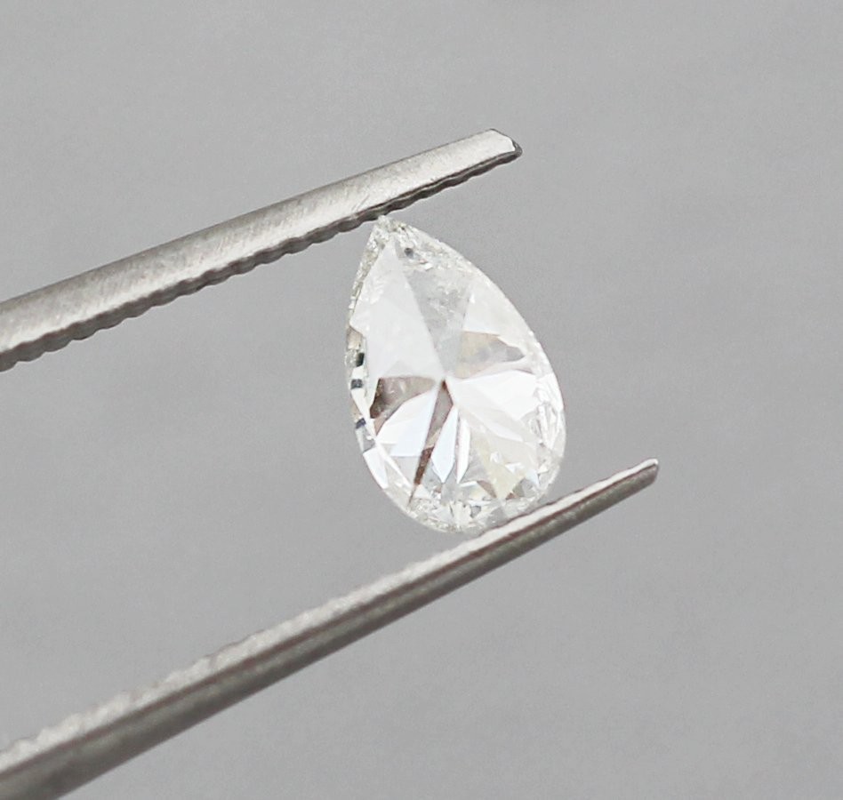 GIA Certified 0.65ct H/I2 Laser Inscribed Pear Brilliant Cut Loose Diamond