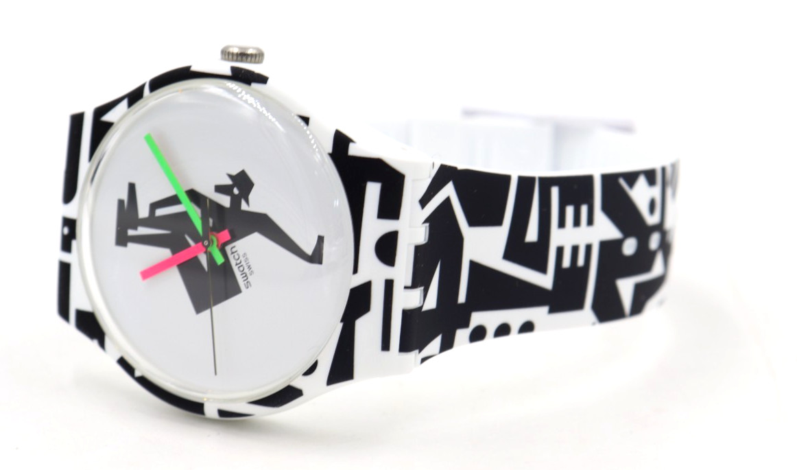 New Swiss Swatch GROTESK Arts Watches FREEZE TIME Silicone Watch SO29Z147 $110