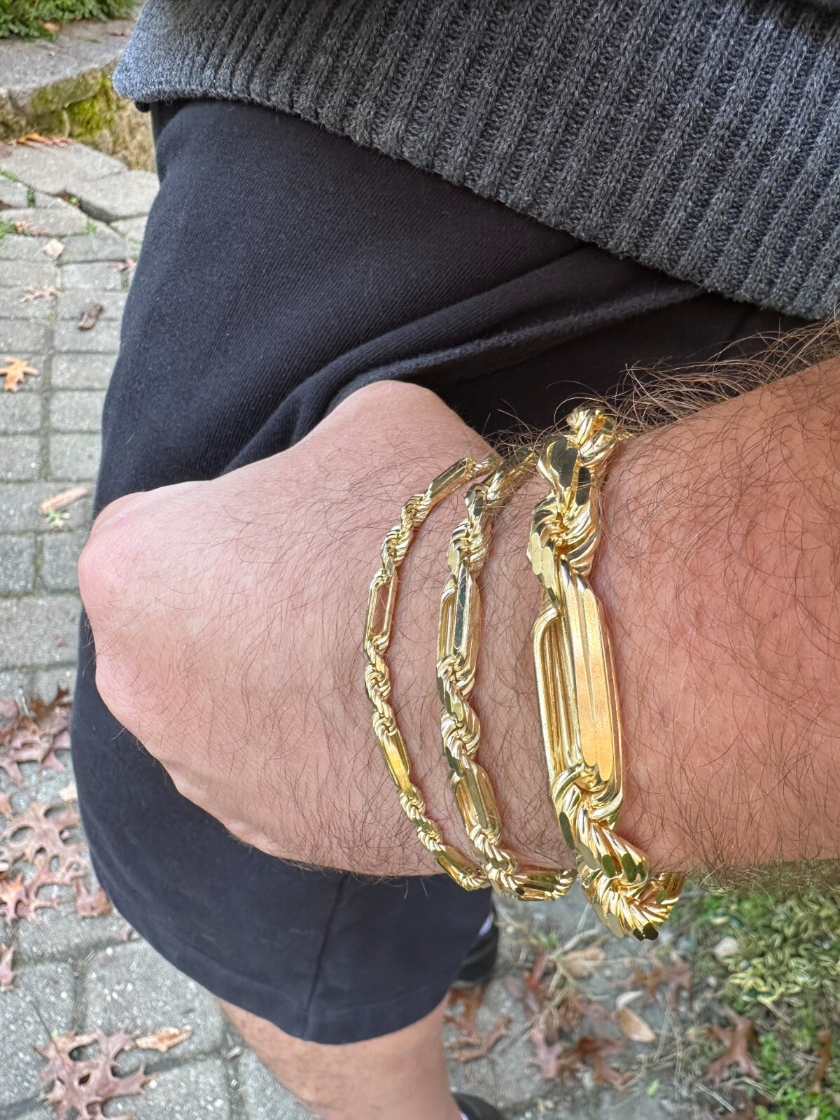 FigaRope Milano Chain Real Solid 14K Gold Plated 925 Silver Necklace Bracelet