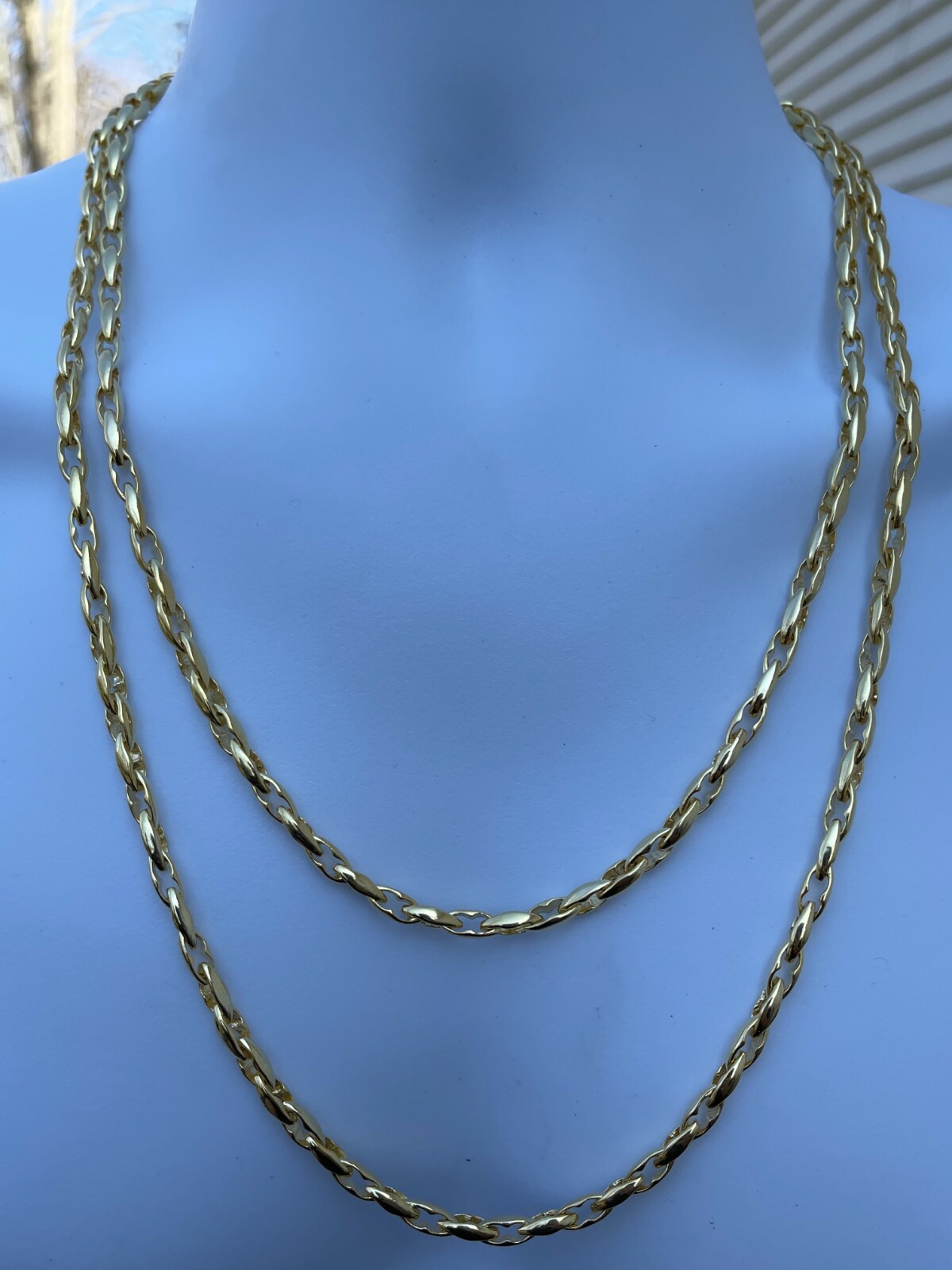 14k Gold Plated 925 Silver 5mm Custom Anchor Rolo Link Chain Necklace Bracelet