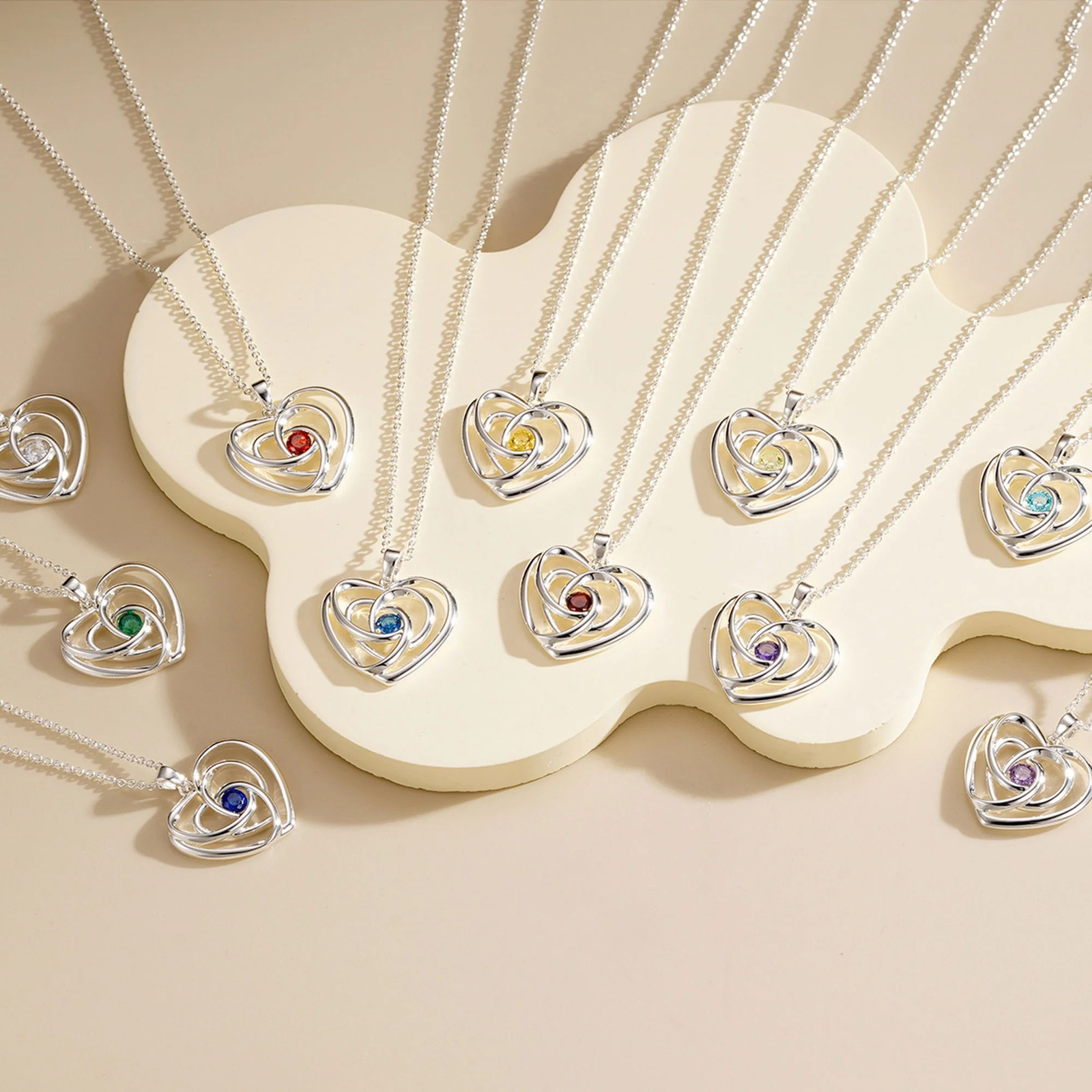 S925 Sterling Silver Plated Love Heart Necklaces for Women Girls CZ November Bir