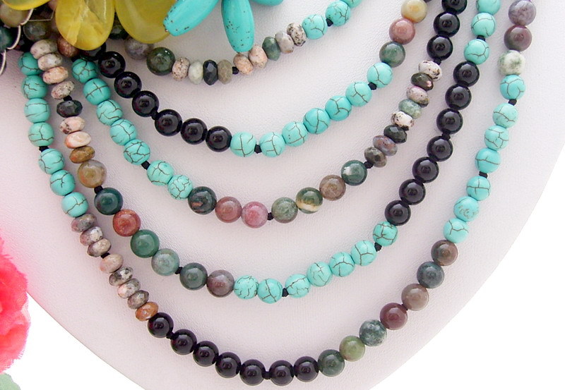 21″ Turquoise Agate Onyx Tigers Eye Statement Necklace