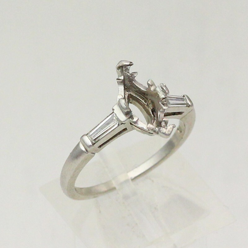 Platinum Empty Mounting & .30 cttw Tapered Baguette Diamond Ring – Size 5.75