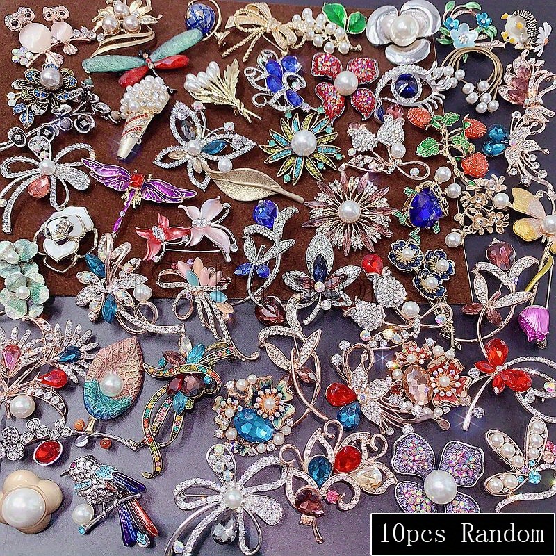 10/20 PCS Mixed Elegant Vintage Colorful Rhinestone Brooch Fashion Jewelry Gift