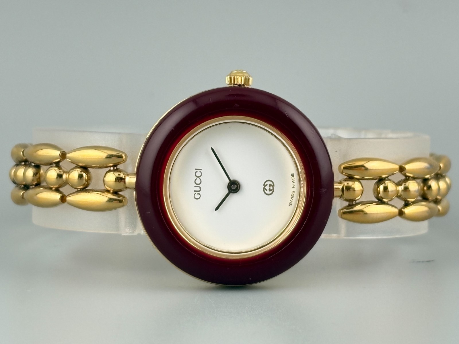 [Very Good+5] Gucci Change Bezel 1200 Gold Wine Red Watch Auth