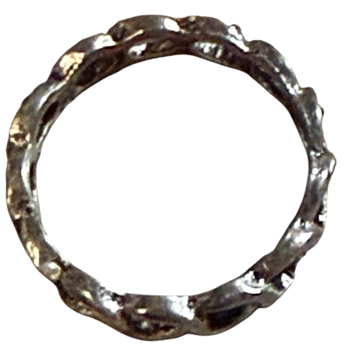 Silver Tone Openwork Chain Link Metal Band Ring Size 4.75 No Stone