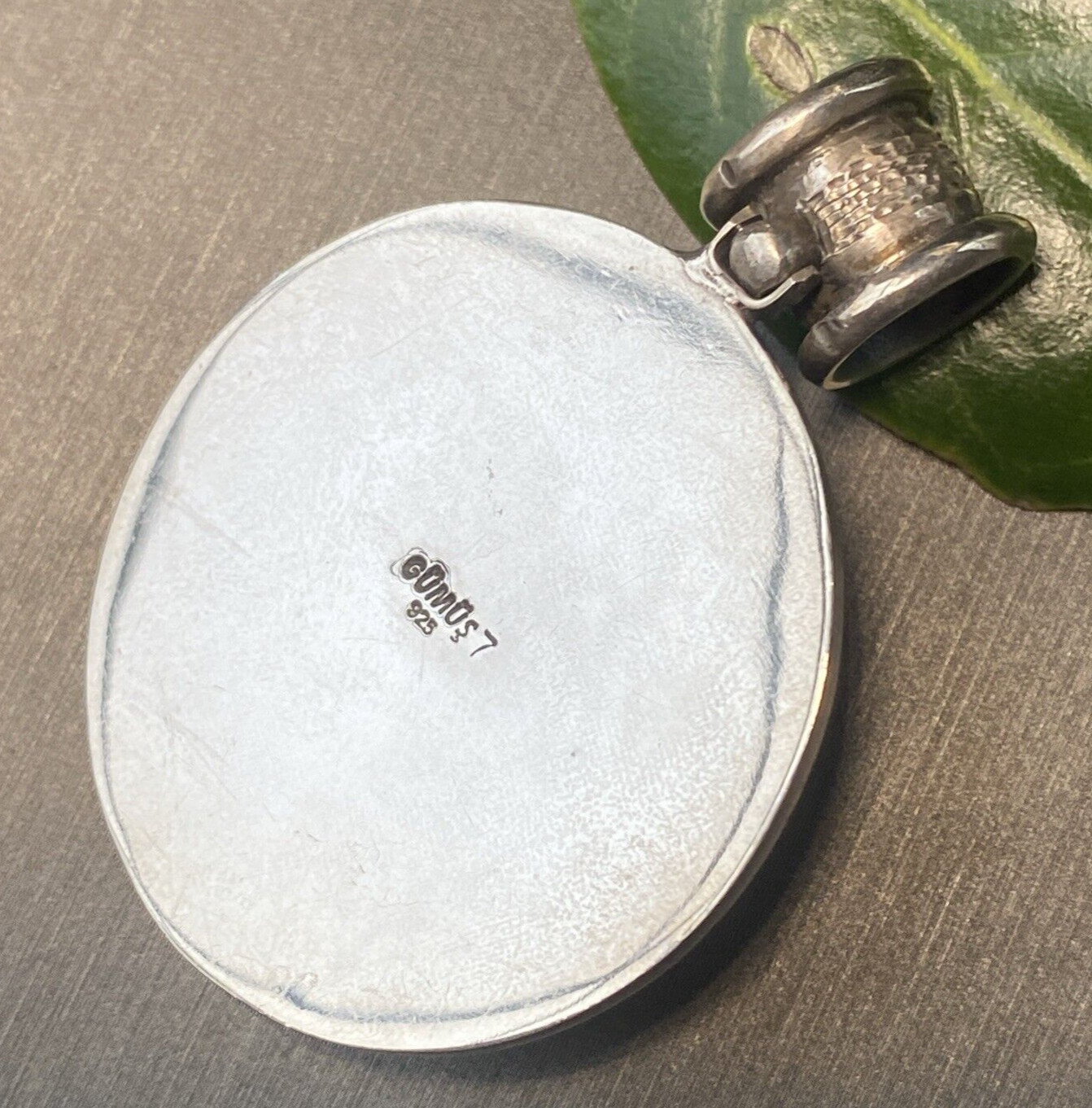 Vintage Chalcedony Pendant Estate Fine Jewelry Pre-owned Sterling Silver Gold Pt