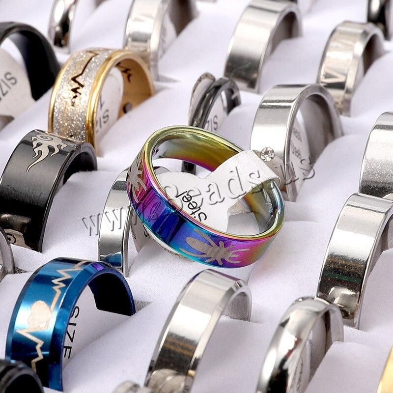 Bulk Lot Mixed Stainless Steel Rings Men’s women’s Fashion Ring Wholesale 100pcs